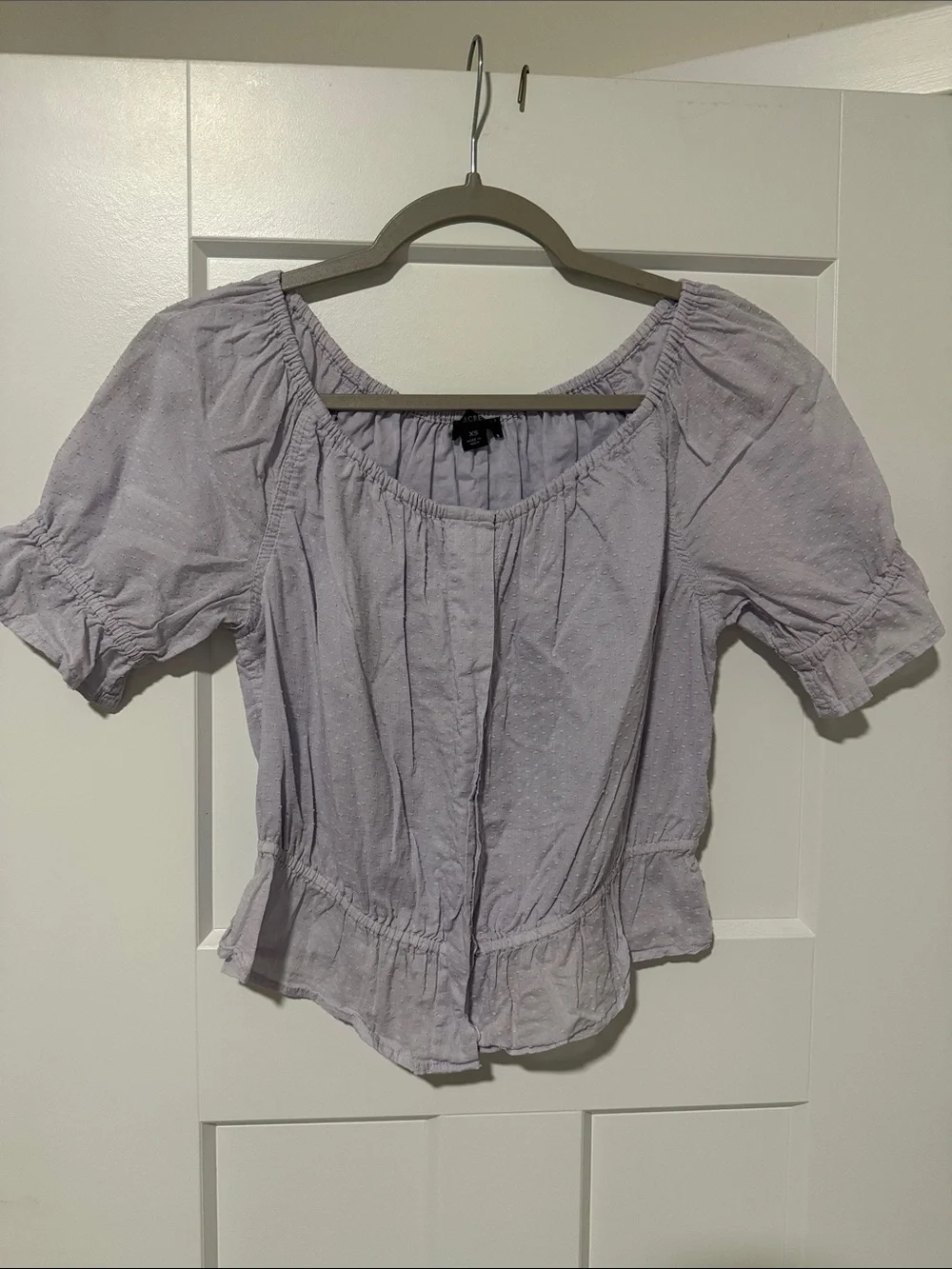 J. Crew Light Lavender Peplum Puff-Sleeve Blouse